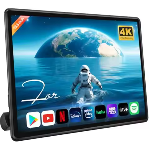 Car headrest monitor for rear seat entertainment: 13.5-inch Android 13, 4G+64G, 4K display, wireless