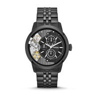(Real Photo)Fossil Mens Towns Man Multifunction Automatic Silver Black Face Stainless Steel Watch Ja