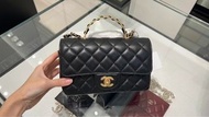 Chanel cf 23cm手柄包手袋 黑金｜全新正版正貨