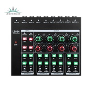 4-Channel Mixer 4-Channel Headphone Amplifier Sound Card Mixer Recording Interface for PC Mini Audio