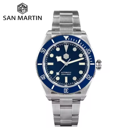 San Martin 40mm Vintage Diver Luxury Men Wristwatch Brand Classic BB58 PT5000 Automatic Mechanical W