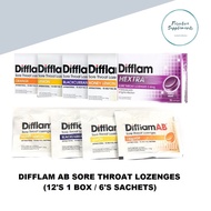 DIFLAM AB SORE THROAT LOZENGES ( ORANGE / BLACKCURRANT / LEMON / HEXTRA / HONEY LEMON) Difflam Throa