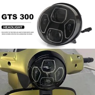 New Motorcycle Accessories Led Headlight Round Head Light Kit Black and Chrome For Vespa GTS300 GTS 