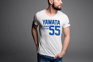 เสื้อยืดคอกลมแขนสั้น ผู้ชาย ลาย YAWATA L55 สุดเท่ห์ สีขาว