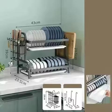 Kitchen Bowl Rack Drain Rack Cupboard Shelf Household Countertop Multifunctional Chopsticks Dish Sto