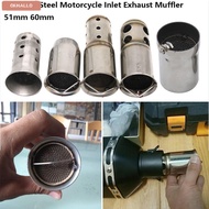 OKHALLO Motorcycle Inlet Exhaust Muffler, Stainless Steel 51mm 60mm Adjustable DB Killer, 8 Styles N