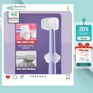 Set of 3 Silicone Tongue Brushes with 3 Stages of Teeth and Gum Development with Carrying Case for B