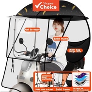 Protective gear for electric cars includes a canopy or awning designed for motorcycles and electric 