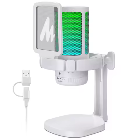 Maono Gamerwave DGM20 RGB Gaming Microphone USB Condenser Mic Noise Canceling Mic With Mic Gain,RGB 