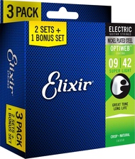 Elixir Strings 16550 (3 Pack of 19002) Electric Guitar Strings with OPTIWEB Coating  Super Light (.0