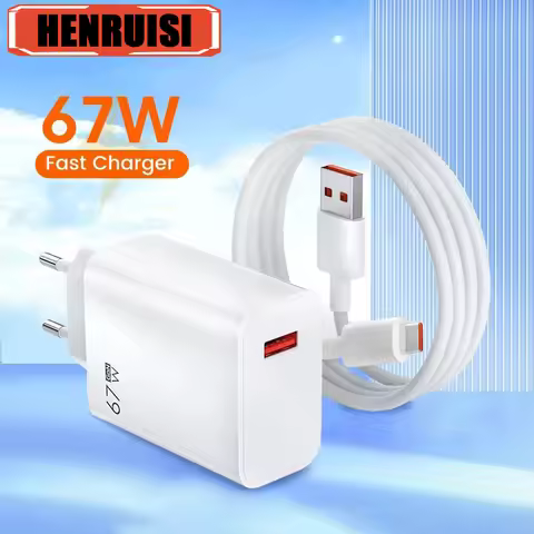 67W USB Charger Fast Charging Charger Quick Charge 6A Type C Cable For Xiaomi POCO iPhone EU/US/UK P