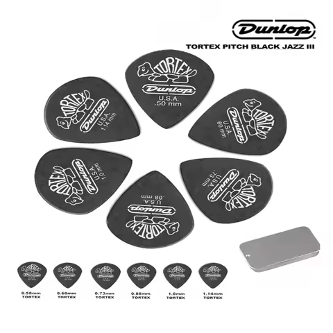 Dunlop Pick. 482R JAZZ 3 TORTEX material non-slip electric guitar pick. Thickness: 0.50/0.60/0.73/0.