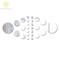 【SUNAGE】Wall Stickers 15cm*2pcs Removable 3D Mirror Wall Stickers Circle Decal Art【HOT Fashion】