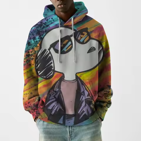 Vintage Hoodie Snoopy 3d Print Hoodies Fashion Hoodies Streetwear Casual Jacket Sweatshirts For Men 