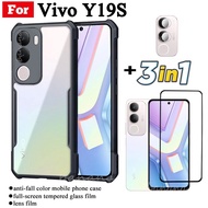 3 IN 1 Vivo Y19s เคสโทรศัพท์มือถือป้องกันการล่มสลายสําหรับ Vivo Y19s Y1 9S ฟิล์มกระจกนิรภัย + ฟิล์มเ