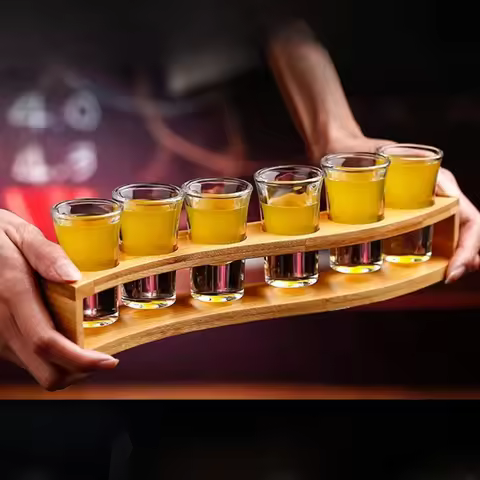 Shot Glasses 6pcs Shot Glass Set 1oz/30ml Shot Glass Holder Heavy Base for Whisky Tequila 6 Shot Gla