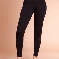 【換季特惠】#1316 高腰網紗微透膚口袋九分緊身褲 吸溼排汗-黑