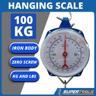 SuperTools 100KG Hanging Scale Capacity Alloy Mechanical Scales With 2 Hook l  220lbs Timbang Gantung Sayur