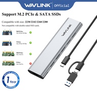 WAVLINK Aluminum M.2 NVMe and SATA SSD Enclosure USB 3.1 Gen 2 10Gbps to NVMe PCI-E and SATA SSD Cas