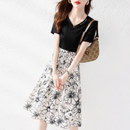 2024 Summer T-Shirt New Fake Two-Piece Flower Stitching French Designer Recommended Dress