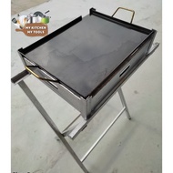 Rectangular Burger Grill Pan whole set ( pan + pan stand +  adjustable floor stand)/ burger pan besi (semua set)