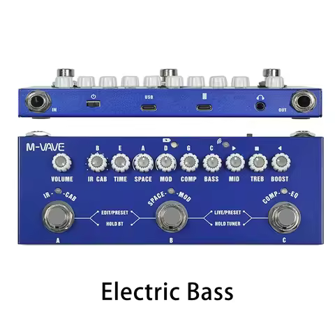 M-vave Cube BABY Multi Effects Pedal Rechargeable Electric Bass Recording Audio Interface Function C