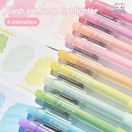 SOONA 4Pcs Highlighter, DIY Art Mark Key Points Colorful Gel Pen Set, High Quality Color Glitter Flu