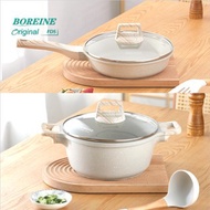 BOREINE Frying Pan Soup Pot With Lid Cookware Set Ceramic Coating Induction Electric Gas Stove (2 Pc