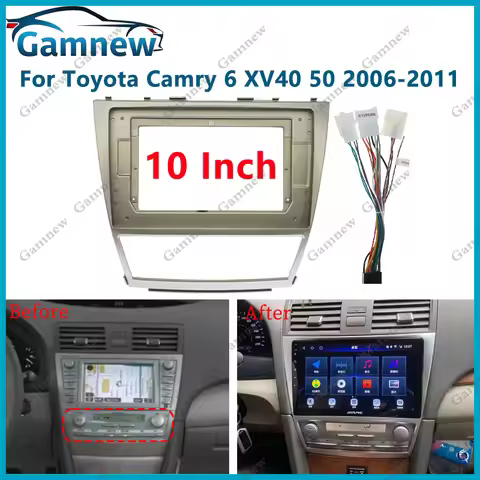 10 Inch Car Frame Fascia Cable Adapter Android Radio Dash Fitting Panel Kit For Toyota Camry 6 XV40 