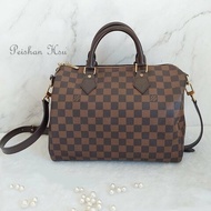 LV   N40590 格紋 🌈現貨實拍 🌈Speedy30cm 波士頓包 手提 肩背 斜背包~二手品(附LV原廠三段式背帶)
