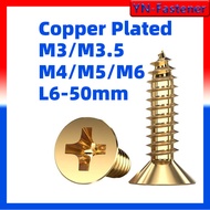 H68 Brass Cross Countersunk Head Self-Tapping Screws Pure Copper Wood Screws All Copper Flat Head Se