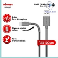 FM100- Vivan FM100 2.4A 1 M Spring Micro USB Data Cable Fast Charging