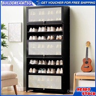 [kline]Black Shoe Cabinet Shoe Rack with Breathable Flip Door Home Entrance Tall Shoes Cabinet Dustproof Shoe Shelf - 3/5/7/9/11Tier ESL6