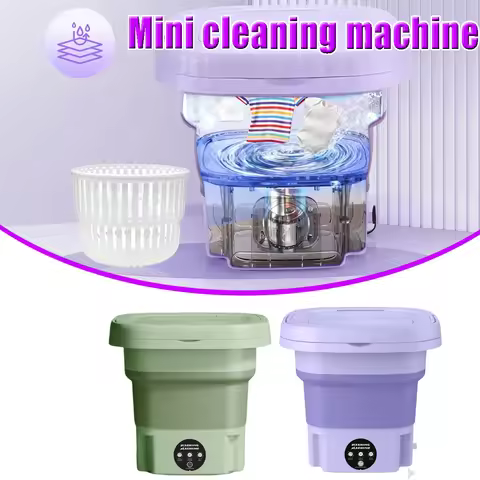 8L Portable Small Foldable Washing Machine with Spin Dryer for Socks Underwear Panties Washer Househ