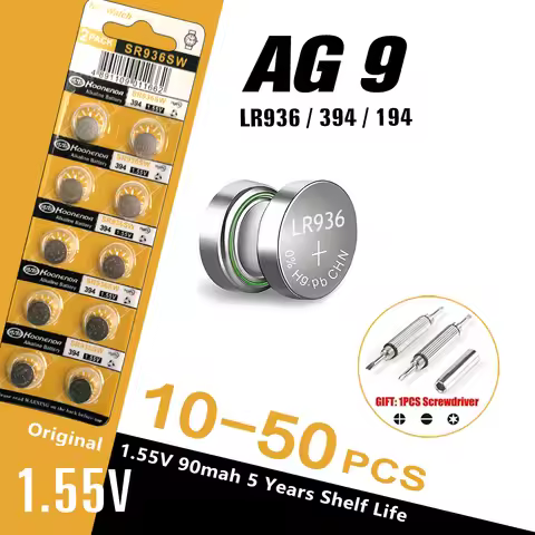 10-50PCS 1.55V AG9 90mAh Button Cell LR936 394 SR936SW CX194 LR45 G9A 194 394A SR936 L936F Cell Coin
