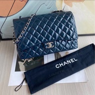 CHANEL CF 漆皮 海軍藍雙蓋maxi