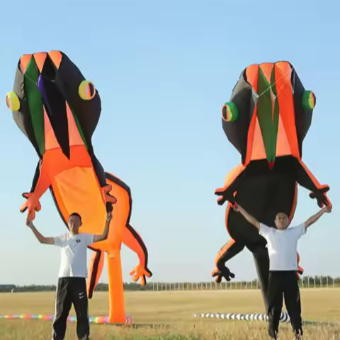 30D 14M Giant Gecko Kite 39ft Large Single Line Soft Inflatable Kites Ripstop Nylon Fabric with Bag 