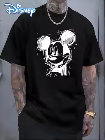 Men's Disney Classic Mickey Mouse Pose Couple T Shirt Women Cotton Tee Casual Summer Oversize Street