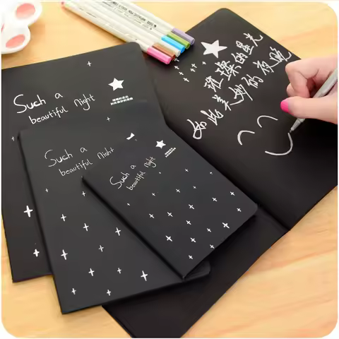 Diary Notebook Black Paper Notebook Diary Notepad Sketch Graffiti Notebook for Drawing Painting Offi