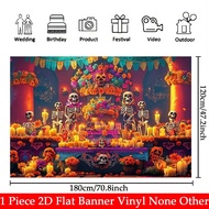 Biểu ngữ phẳng 2D, 1 tấm nền kỷ niệm Ngày của người chết và Cinco De Mayo - Thiết kế đầu lâu đường v