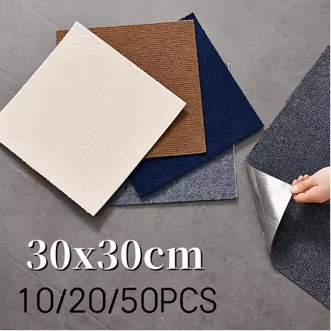 50PCS Self-adhesive Carpet Square 30x30cm Peel Stick Removable Sticker Floor Mats for DIY Home Furni