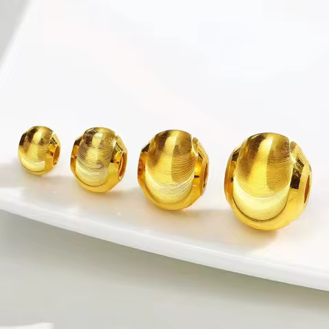 Real 24K Gold Necklace Pendant Pure AU999 Gold DIY Lucky Beads Simple Fashion Fine Jewelry Gifts for