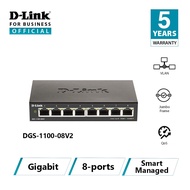 D-Link 8-Port Layer 2 Lite Smart Managed Gigabit Switch DGS-1100-08V2
