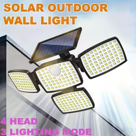 4-Head Solar Motion Sensor Lights Outdoor, Wall-Mounted Flood d Flood Light, IP65 Waterproof Solar S