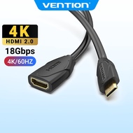 Vention Micro HDMI Adapter Micro MINI HDMI to HDMI Female Cable 4K60Hz Full HD 3D for Camera