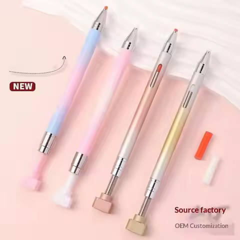 Gradient Point Drill Wax Stick Self‑Adhesive Rotating Nail Art Dotting Pen Portable Manicure Tool Sa