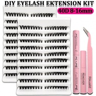 Bộ 360 cụm mi 40D dạng chùm D Curl 8-16mm tự nhiên, mềm mại, cụm mi dùng hàng ngày kèm keo dán mi và