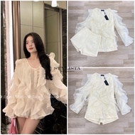 งานป้าย Stylista (เช็คของก่อนสั่งซื้อ) set 2ชิ้นเสื้อแขนยาวแต่งริ้วระบายทั้งตัวใส่พริ้ว ๆ มาพร้อมกาง