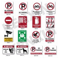 NO PARKING IN FRONT OF THIS GATE, RESERVED PARKING, LOADING AREA, VISTOR PARKING, CUSTOMER PARKING S