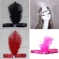 Retro Women Sequins Feather Headband Indian Headdress Hair Band 1920s Gatsby Holiday Party Headpiece
